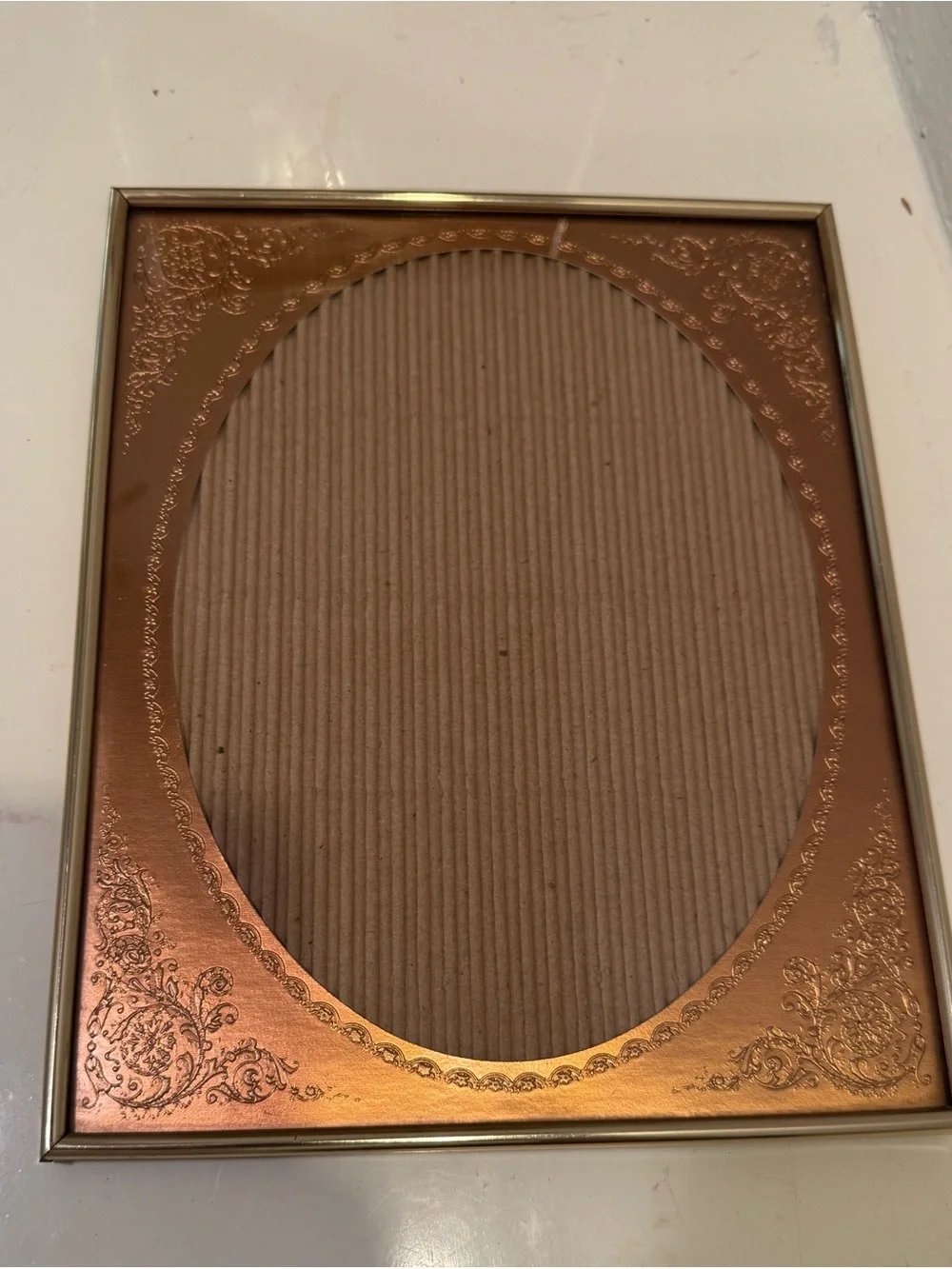 Vintage 8x10 Embossed Copper Foil Gold Picture Frame